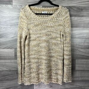 Charming Charlie Womens Pullover Sweater Beige Heathered Long Sleeve Open Knit M